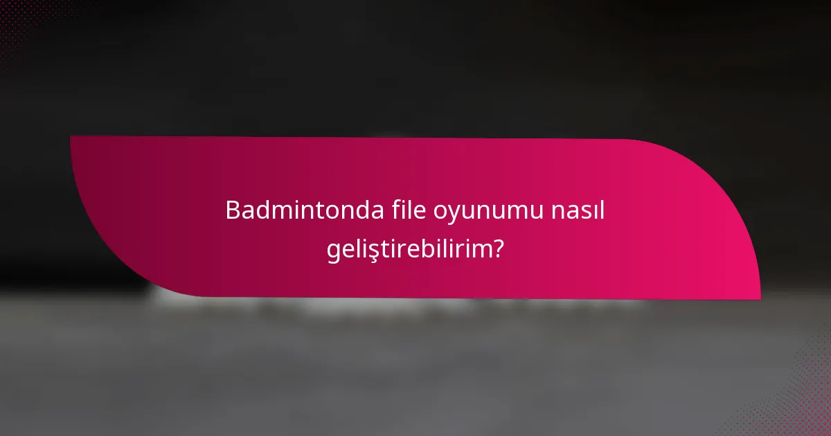 Badmintonda file oyunumu nasıl geliştirebilirim?